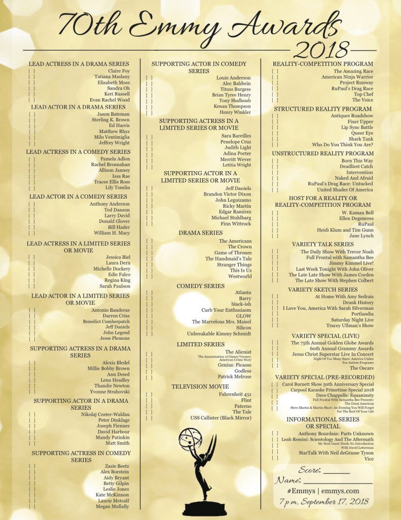 2018 Emmy Ballot | The Bison